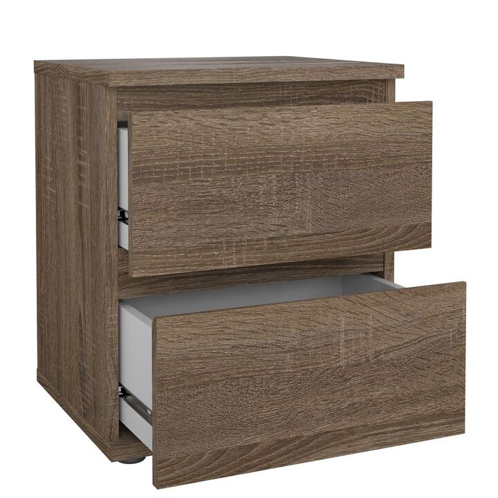 Tvilum Aurora 2 Drawer Nightstand, Truffle Oak