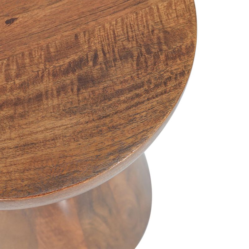 Benjara 18 Inch Side Accent Table, Round Mango Wood Top, Cone Base, Brown Finish