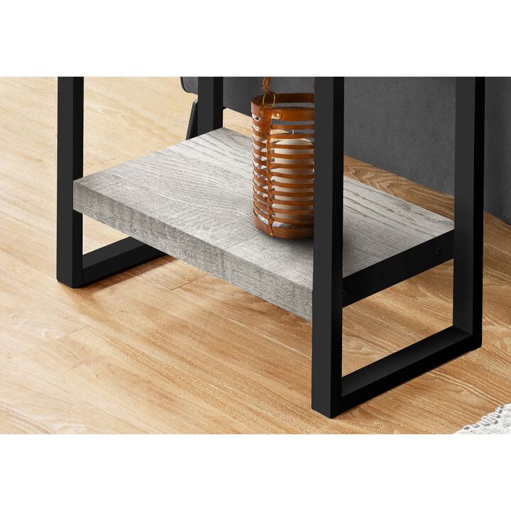 Monarch Specialties I 2857 Accent Table, Side, End, Nightstand, Lamp, Living Room, Bedroom, Metal, Laminate, Grey, Black, Contemporary, Modern