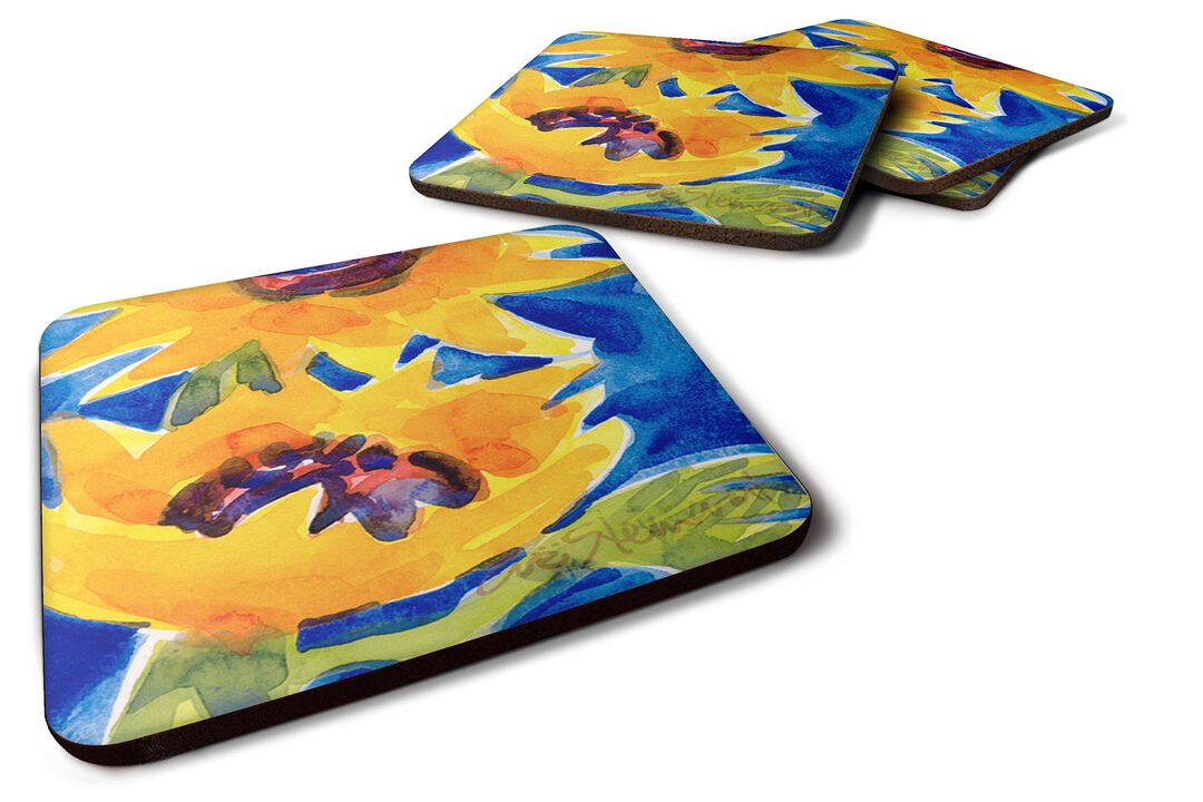 Caroline's Treasures 6012FC Flower-Sunflower Foam Coasters (Set of 4), 3.5 H x 3.5 W, Multicolor