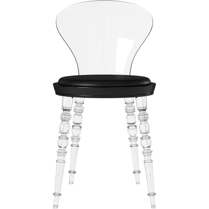 Clear Pc Chair W/ Black Pu Seat Cushion