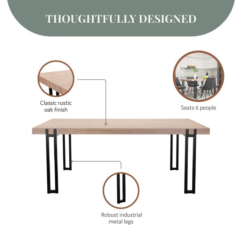 Kent 6-Seating Dining Table with Black Metal Legs