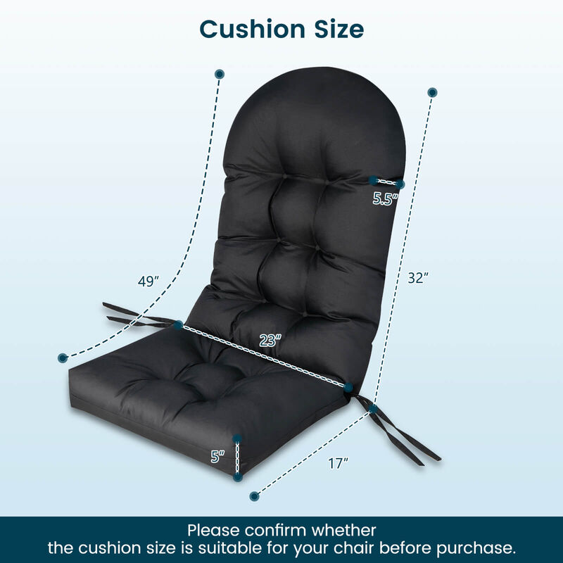 Patio Adirondack Chair Cushion with Fixing Straps and Seat Pad