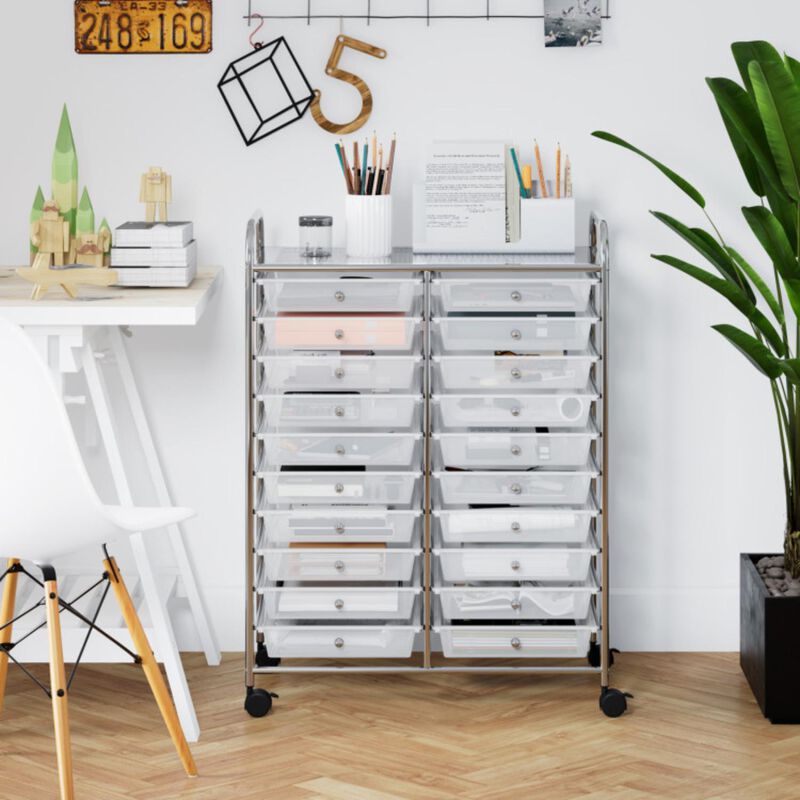 Hivvago 20 Drawers Rolling Storage Cart Studio Organizer