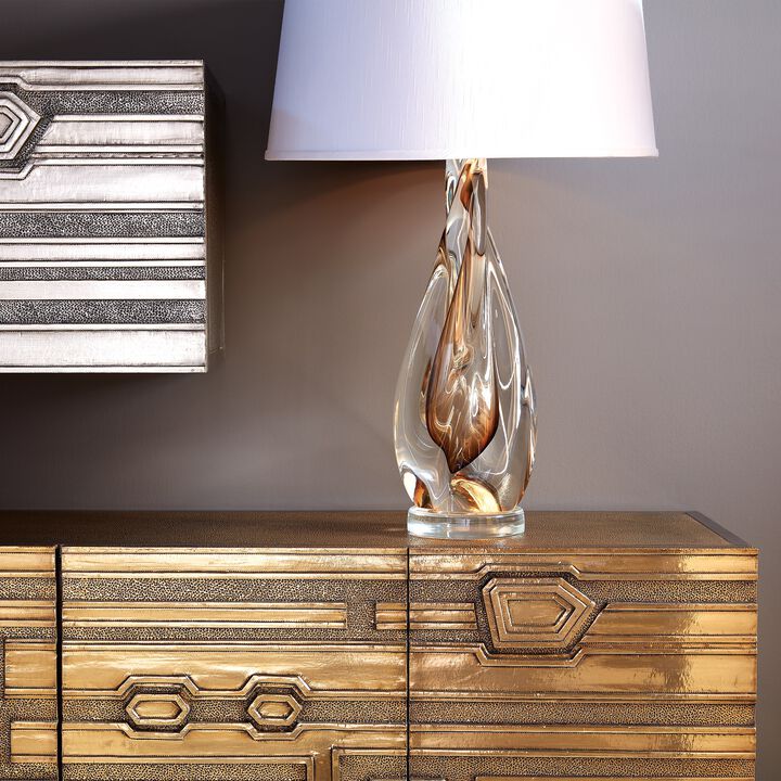 Amber Twist Lamp with Silk Shade