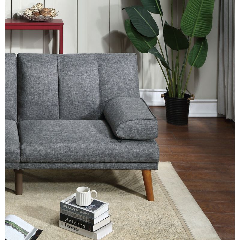 Blue Grey Polyfiber Sectional Sofa Set with Adjustable Chaise