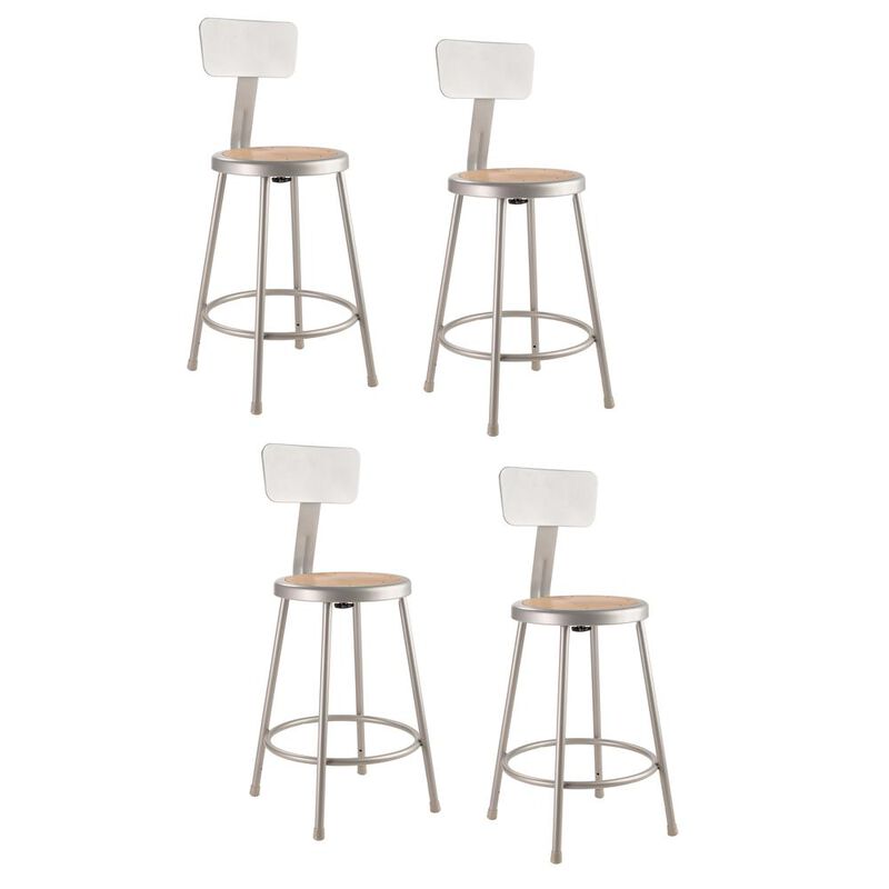 NPS® 24"Heavy Duty Steel Stool With Backrest, Grey