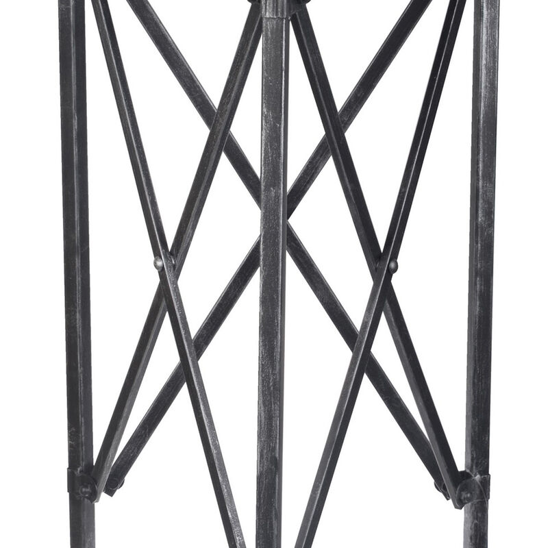 27 Inch Side Table, Round Metal Body, Glass Tabletop, 3 Wheels, Silver - Benzara