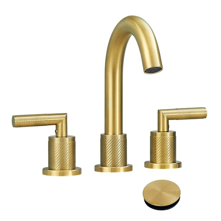 Stainless Steel Bathroom Faucet, Widespread 2-Handle Sink Faucet with Drain & Hoses