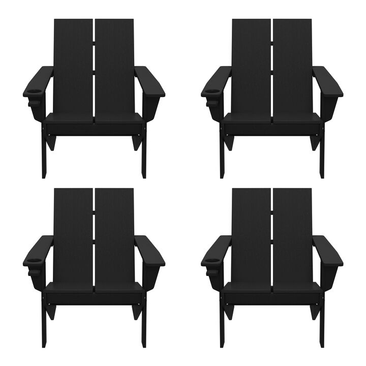 WestinTrends Outdoor HDPE Modern Adirondack Chair with Cup Holder (Set of 4)