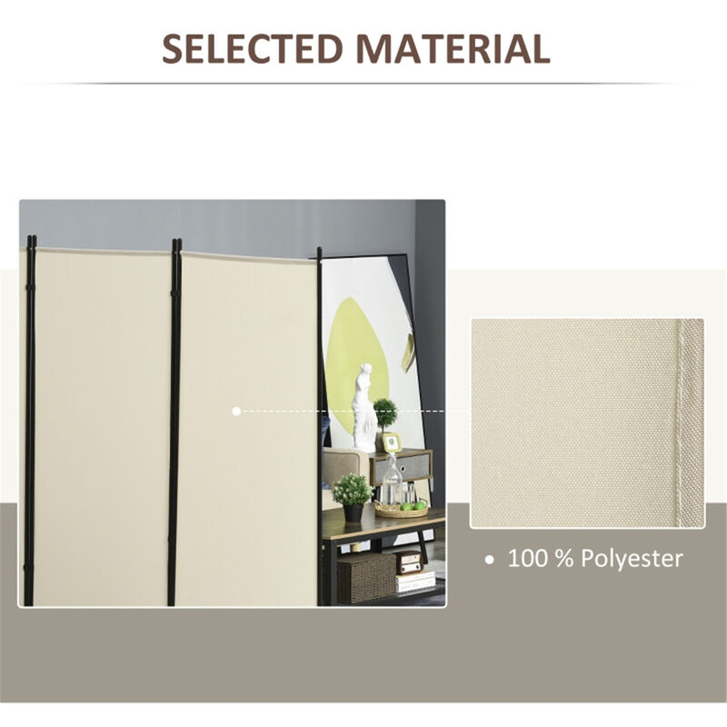 3-Panel Privacy Screen Portable Room Divider with Hinged Design