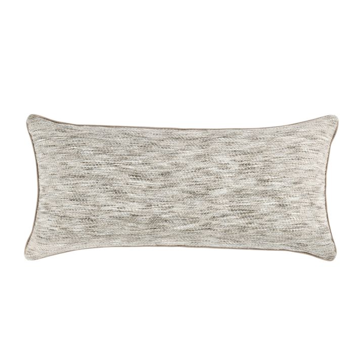 Sam Lumbar Accent Throw Pillow, 16x36 Textured Cotton Blend, Beige - Benzara