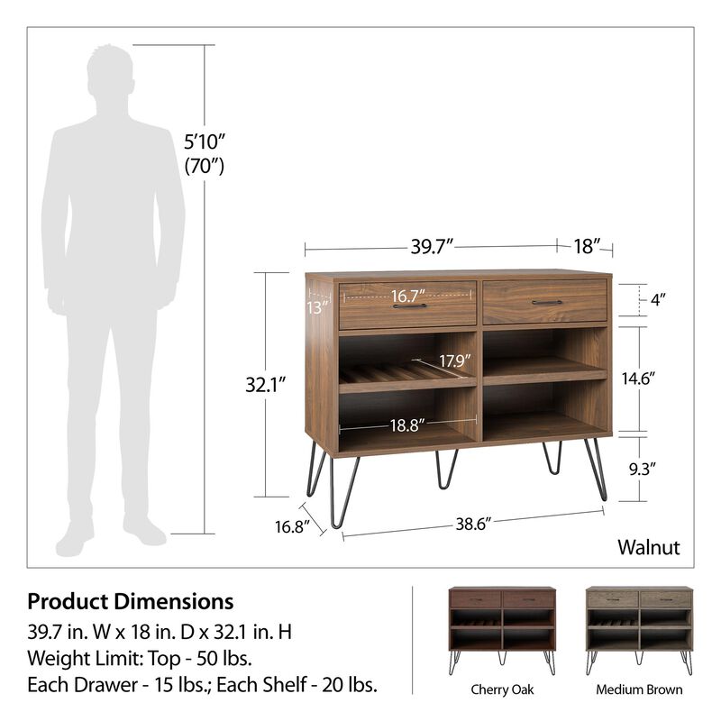 Ameriwood Home Pino Valley Beverage Cabinet, Cherry Oak