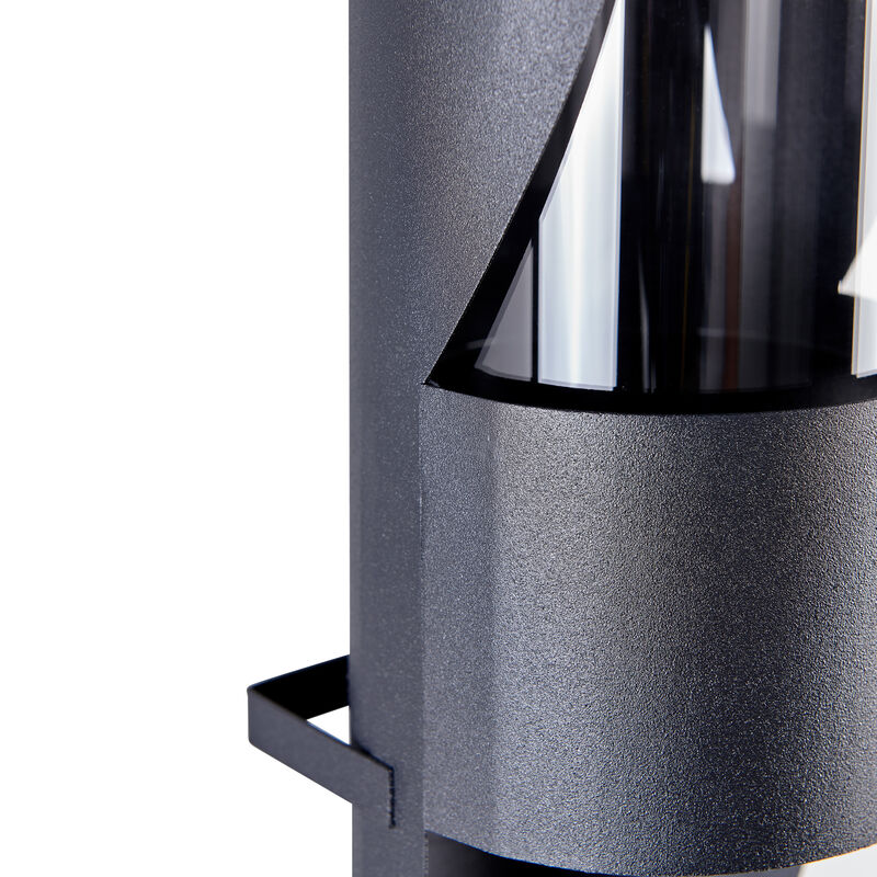 Wall Mount Hugging Metal Candle Sconces with Glass Inserts - (Set of 2) - Black