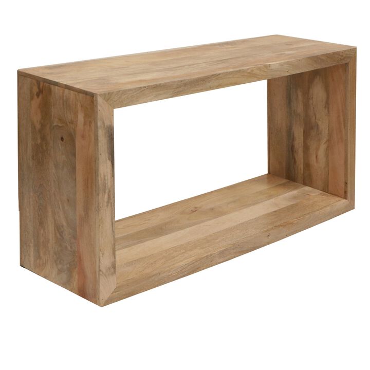 Keli 52 Inch Mango Wood Sideboard Console Table, Open Cube, 1 Shelf, Natural Brown-Benzara