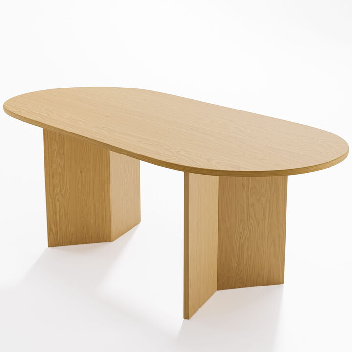 Brix 67V-Shaped Leg Oval Wooden Dining Table in BLACK Color(Seats 6)