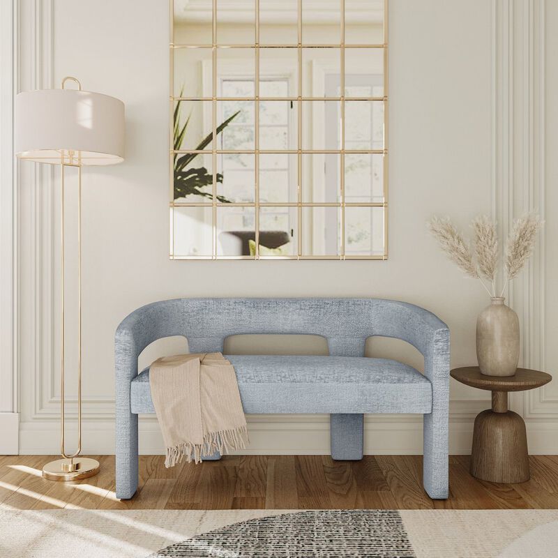 Jofran Gwen Modern Luxury Jacquard Fabric Upholstered Sculpture Bench