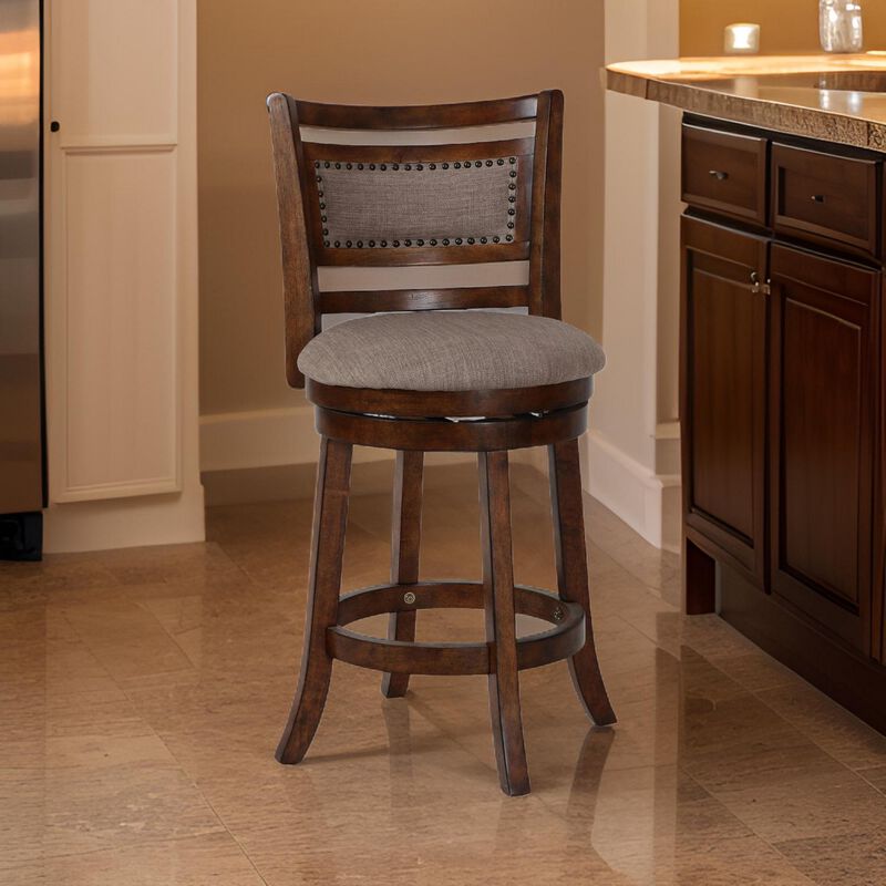 Curved Swivel Counter Stool with Fabric Padded Seating