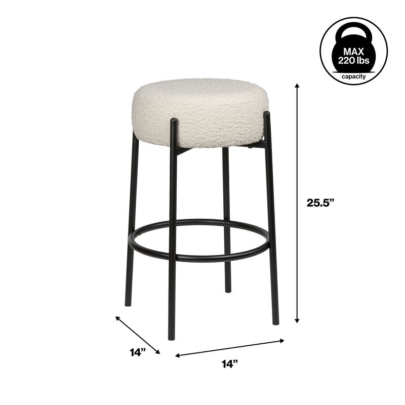 Paola Modern Minimalist Round Backless Metal/Vegan Leather Cushioned Counter Stool