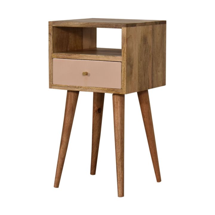 Mini Blush Hand Painted   Solid Wood 1 Drawer NightStand