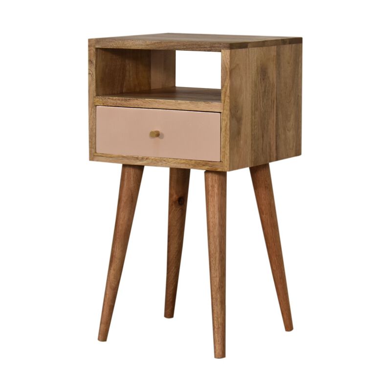 Mini Blush Hand Painted   Solid Wood 1 Drawer NightStand