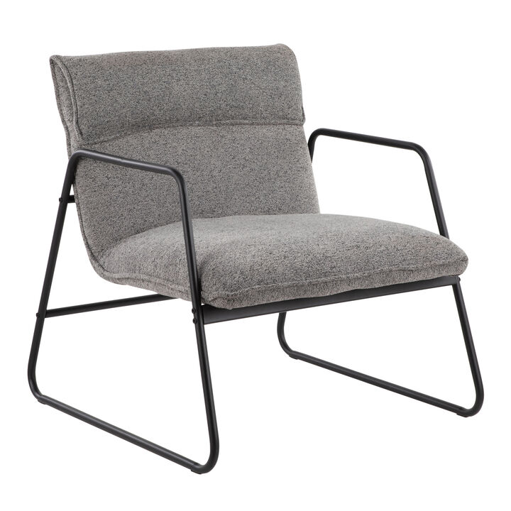 Casper Industrial Arm Chair In Black Steel And Grey Noise Fabric
