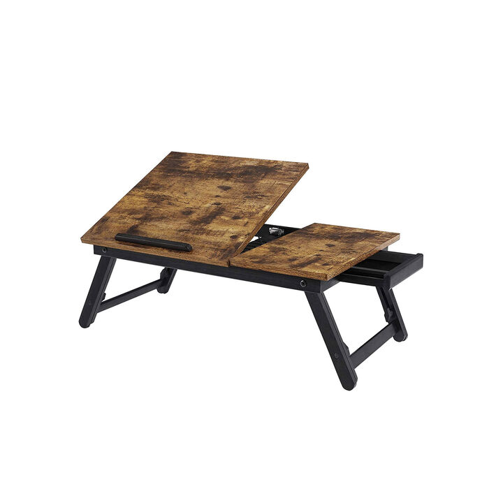 Adjustable Laptop Desk for Bed or Sofa - Tilting Top and Height Adjustable Folding Legs, Fits Up to 15.6-Inch Screens