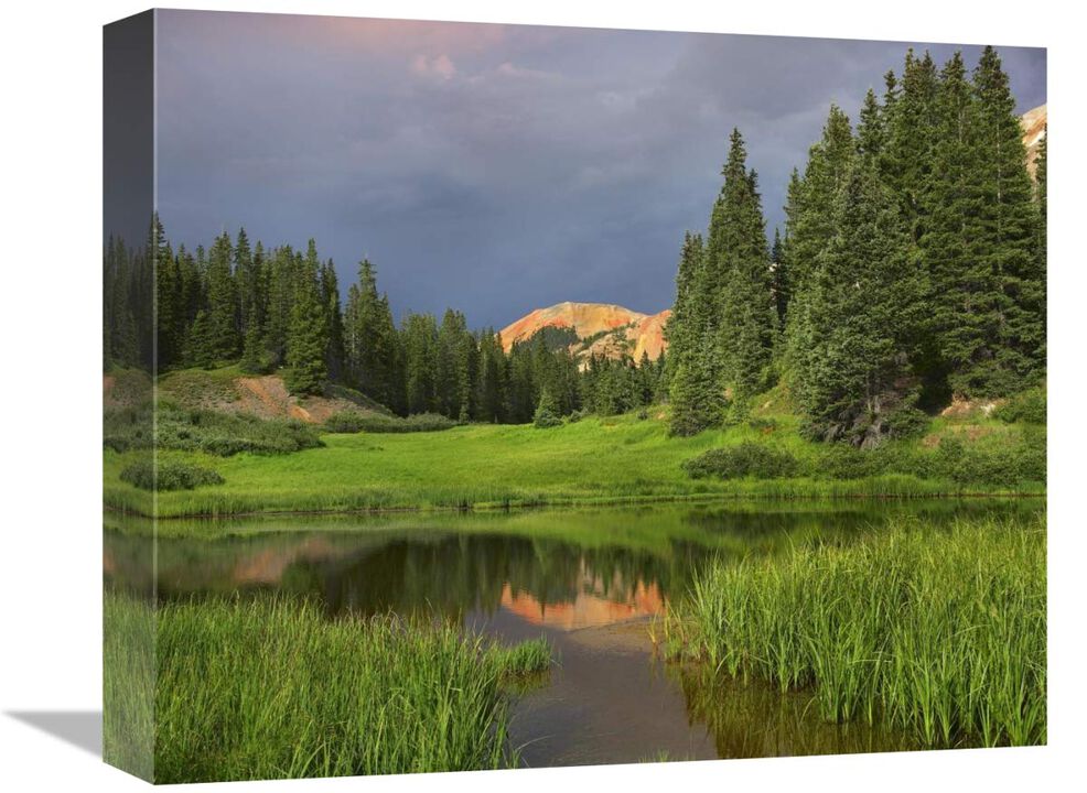 Red Mountain reflected in pond, San Juan Mountains, Colorado-Canvas Art-16x13.28
