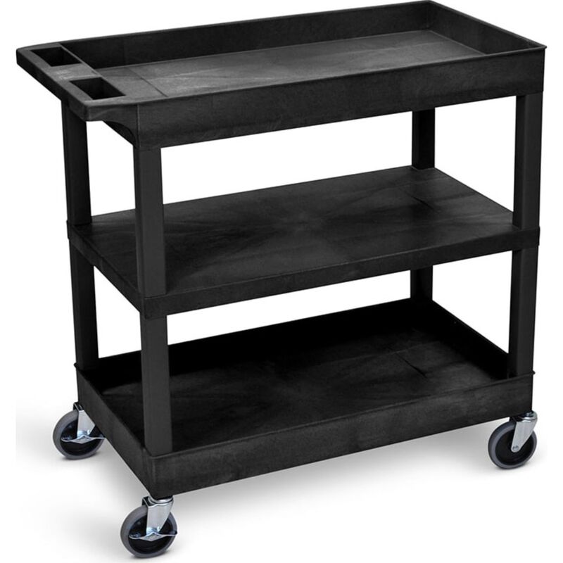Luxor EC121 Black 18 x 32 Cart 2 Tub with 1 Flat Shelf