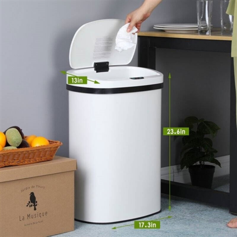 13-Gallon Smart Trash Can – Stainless Steel Touchless Waste Bin with Motion Sensor