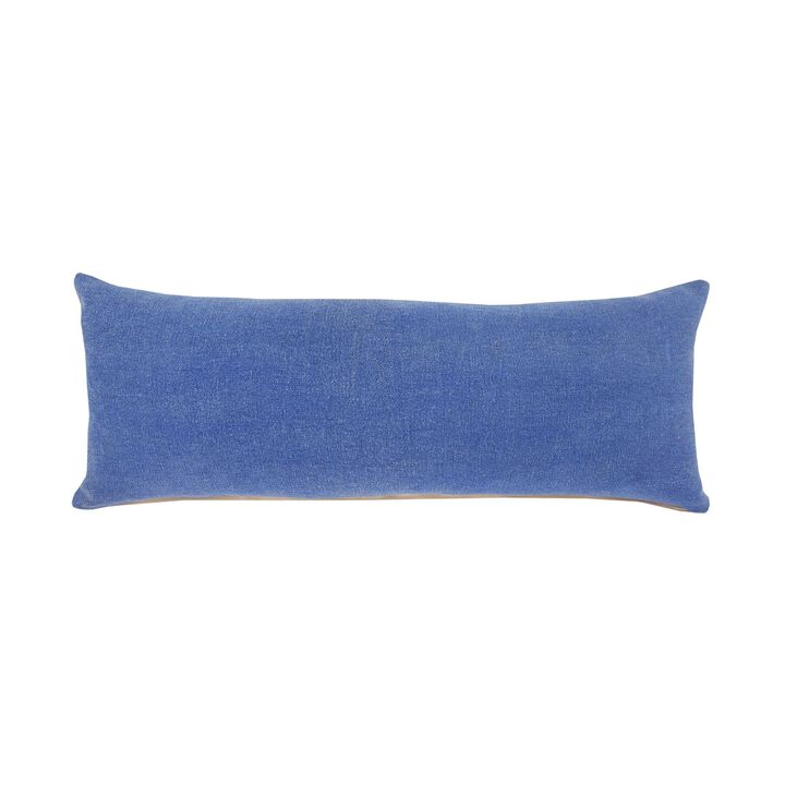 36" Classic Blue Solid Lumbar Throw Pillow