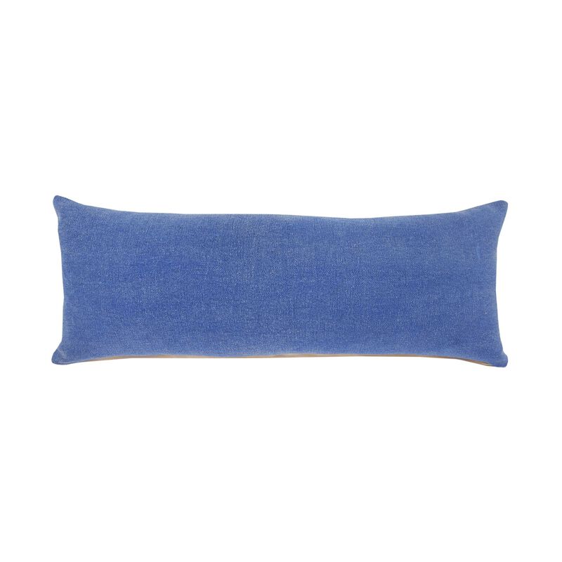 36" Classic Blue Solid Lumbar Throw Pillow