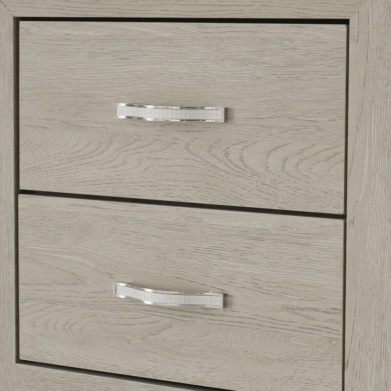 Ancy 24 Inch 2 Drawer Nightstand, Faux Diamond Inlay Handles, Natural Brown-Benzara