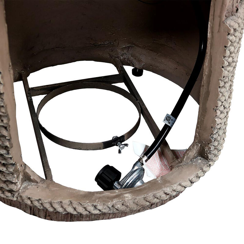 Sunnydaze 29 in Faux Rope Barrel Propane Gas Fire Pit Table with Lava Rocks