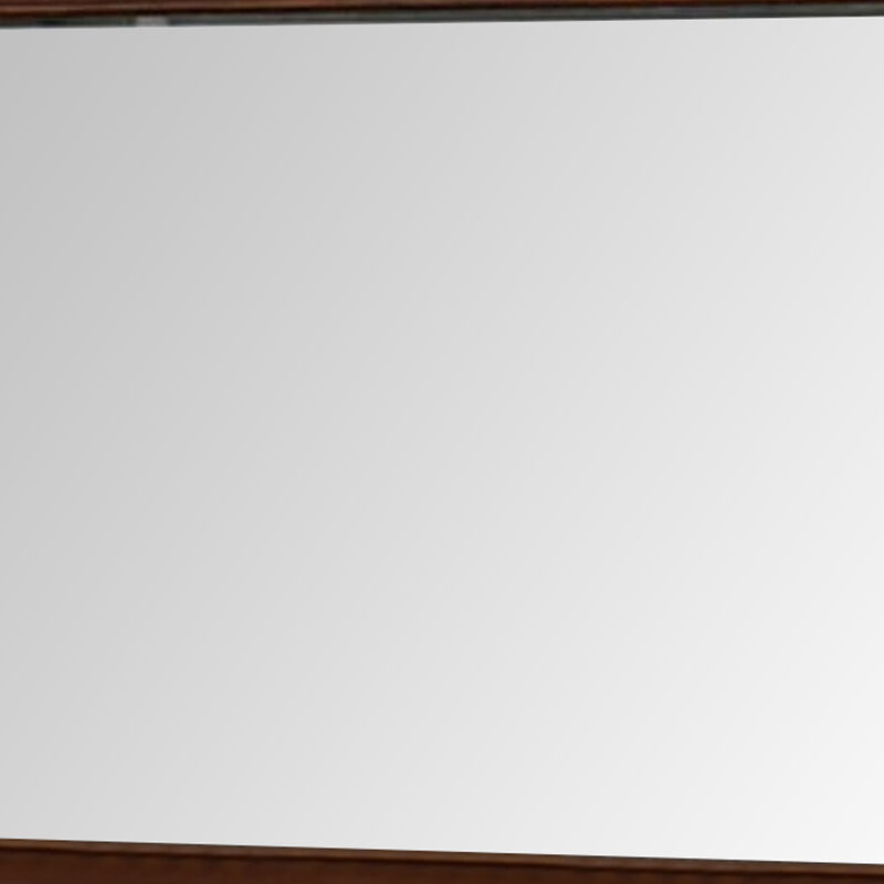 44 Inch Wall Mirror, Molded Trim, Rectangular Wood Frame, Cherry Brown