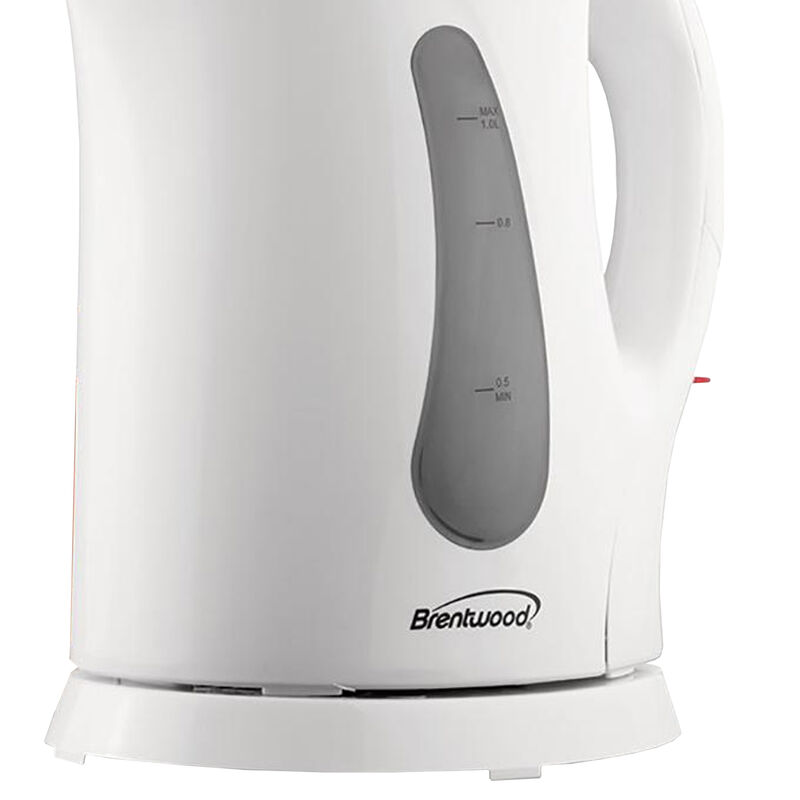 Brentwood 1.0 Liter Cordless Plastic Tea Kettle in White