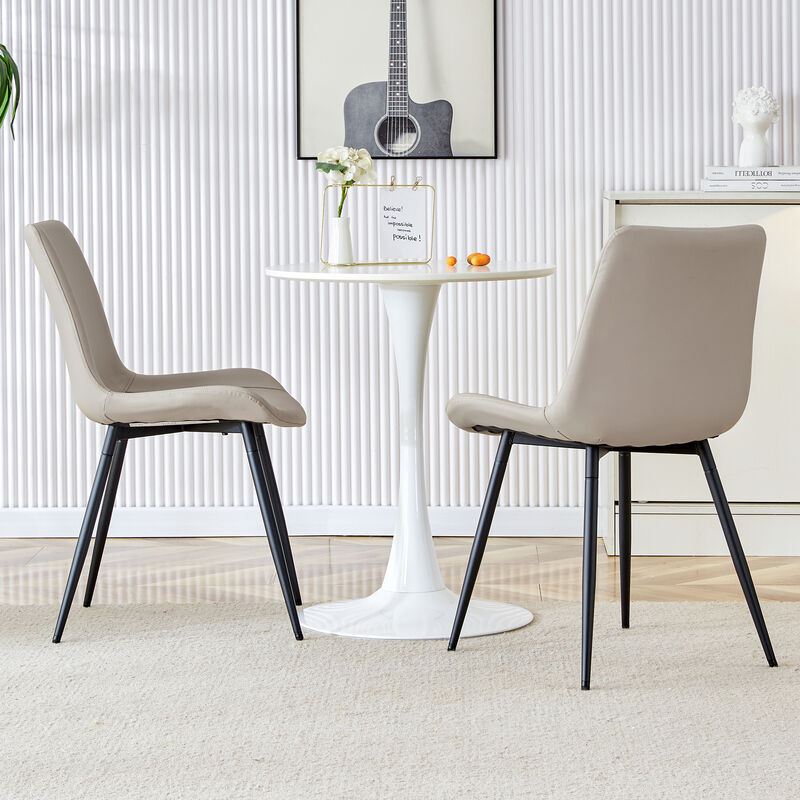 Chic and Comfortable Light Gray Dining Chair with Black Metal Legs