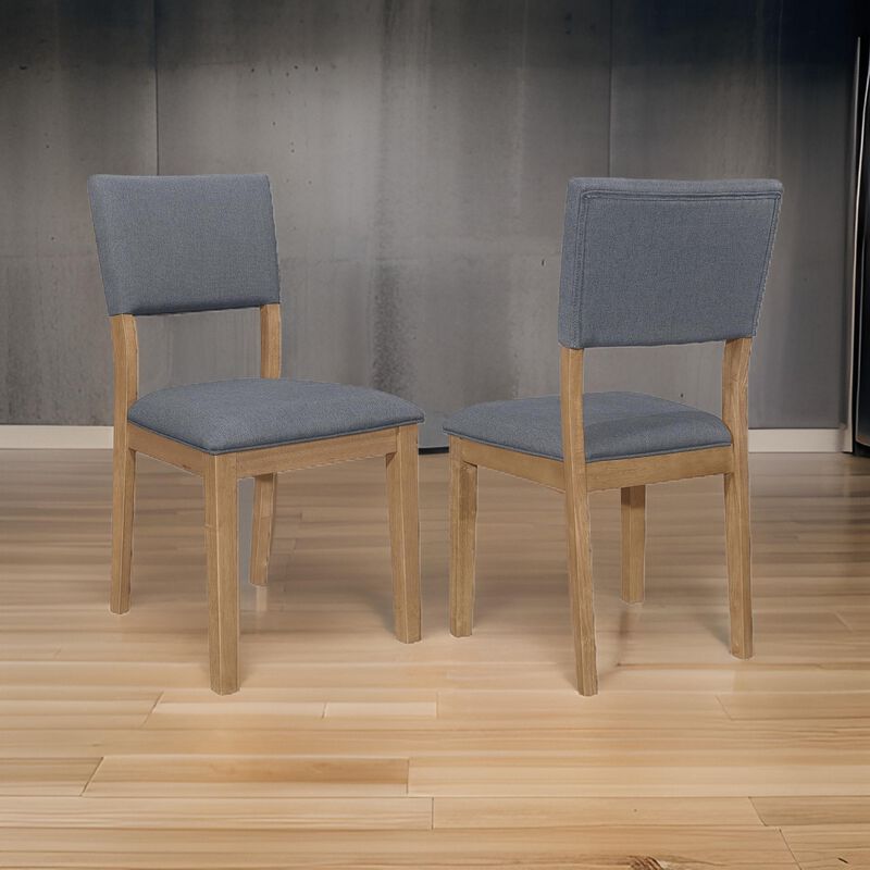 Alia 22 Inch Dining Chair, Set of 2, Fabric Cushioned, Asian Hardwood  - Benzara
