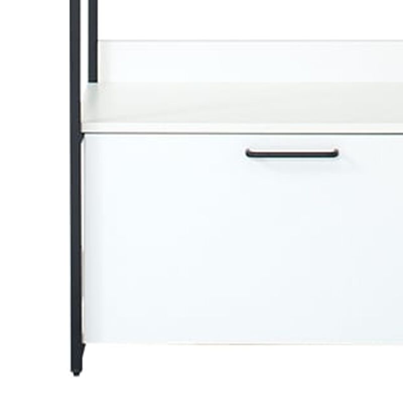 Cox Modular Closet System, 1 Storage Drawer, Hanging Rod, Black Metal Frame