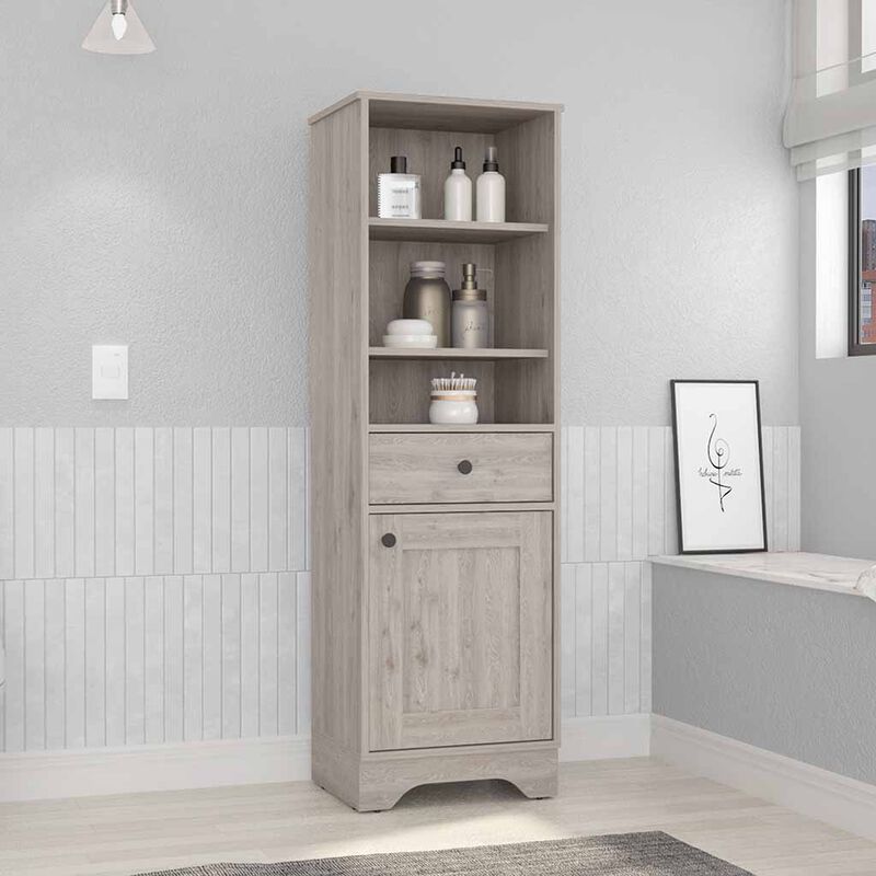 Linen Cabinet Burnedt, Bathroom, Light Gray