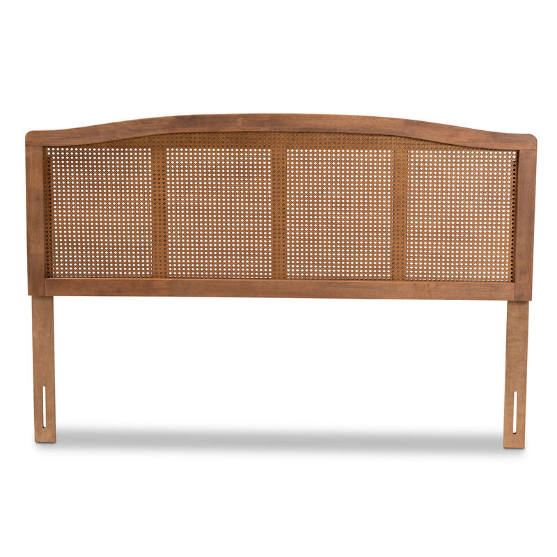 Baxton Studio Marieke  Ash Wanut Finished Wood and Synthetic Rattan King Size Headboard