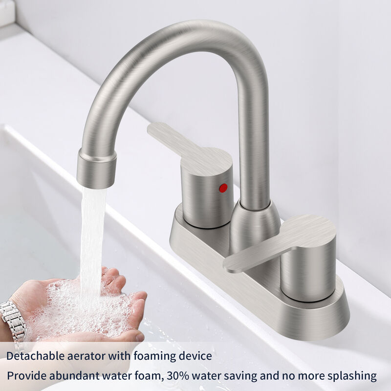 Bathroom Sink Faucet with 2 Handles Brushed Nickel Finish 3-Hole Mount