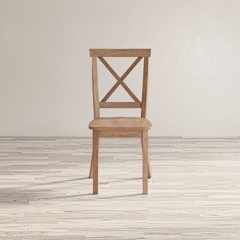 Jofran Eastern Tides Coastal Wire-Brushed Wood X-Back Acacia Dining Chair (Set of 2)