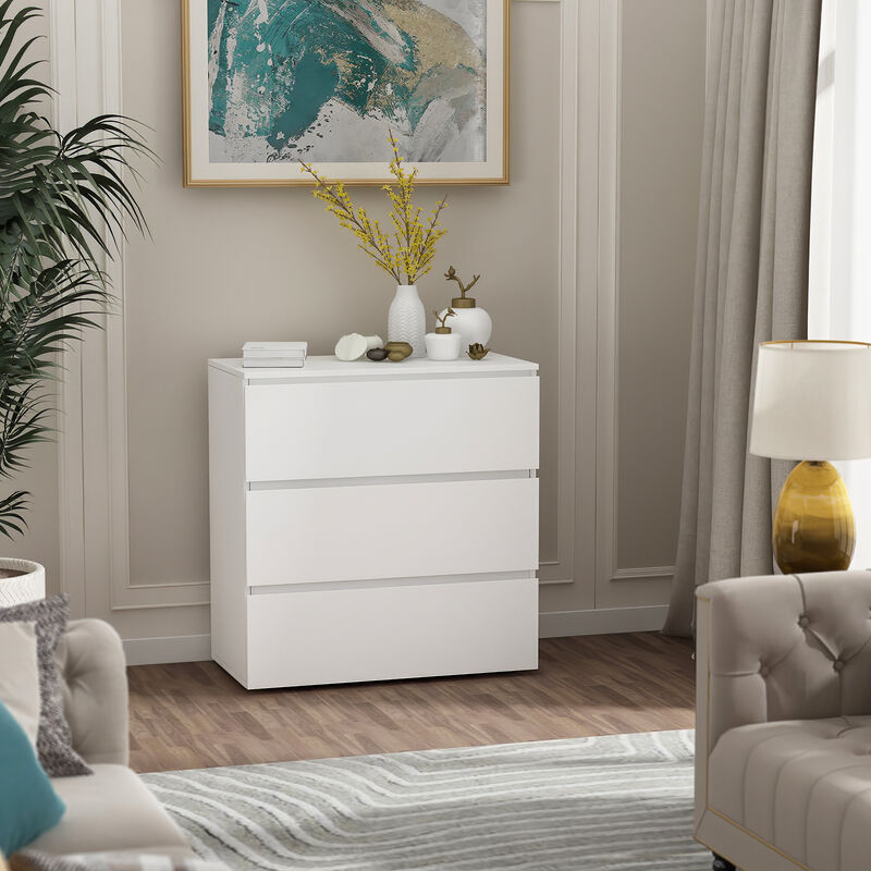 3-Drawer White Wood Chest of Drawers Bedside Table Storage Dresser Freestanding Cabinet 30 in. W x 32 in. H x 16 in. D