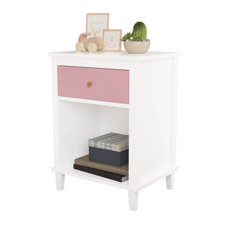 Streamdale Wooden Nightstand With One Drawer One Shelf For Kids, Adults