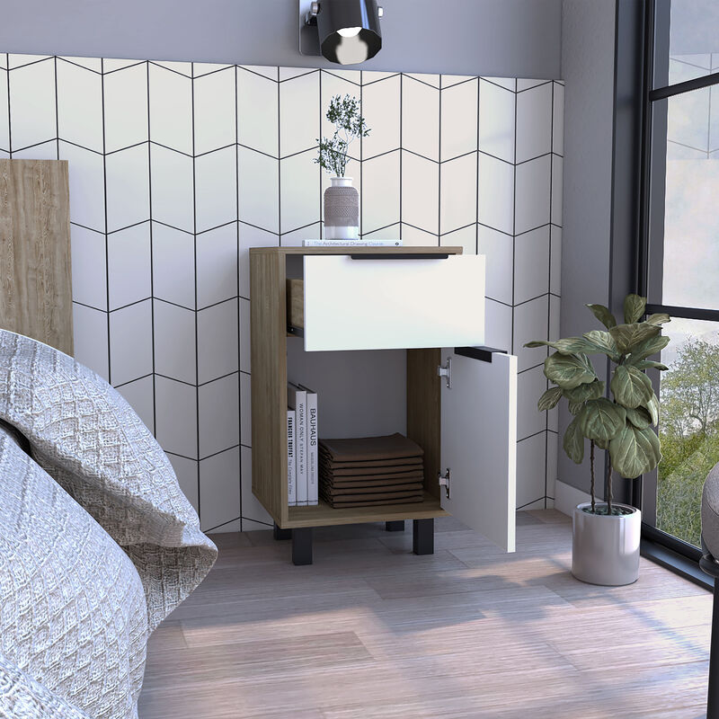 Streamdale Kaia Z Nightstand with Drawer, Cabinet, and Superior Top