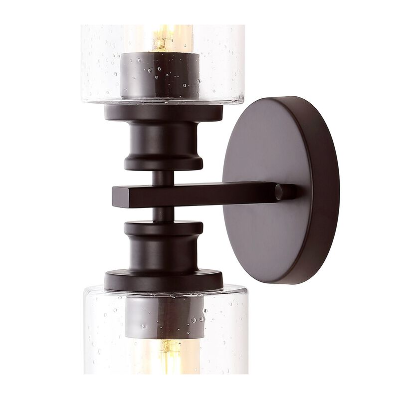 Jules Edison Cylinder Iron/Seeded Glass Farmhouse Contemporary LED Wall Sconce