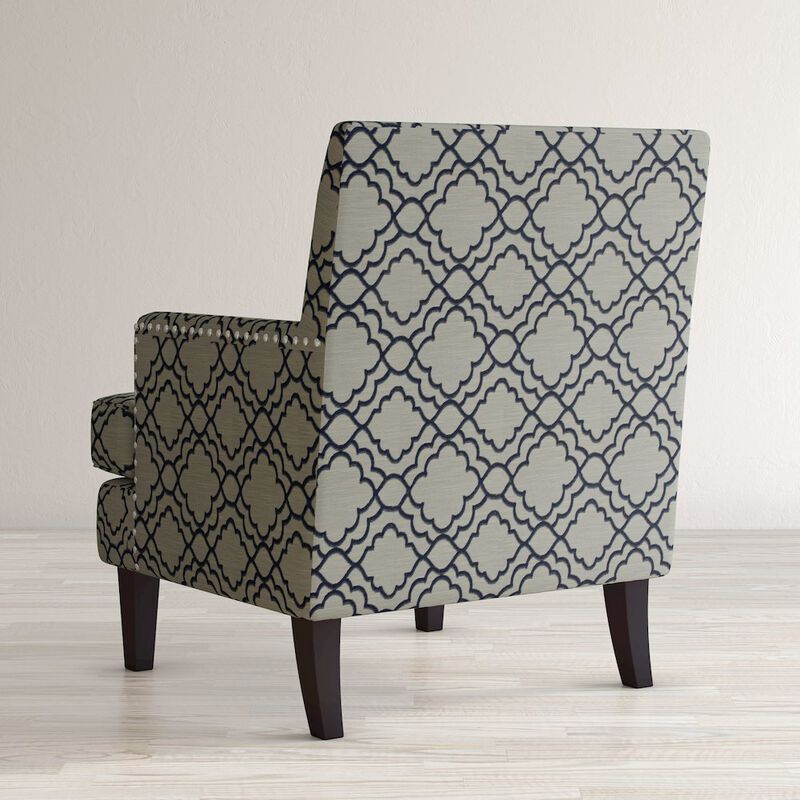 Jofran Aubrey Contemporary Geometric Upholstered Accent Chair with Nailhead Trim