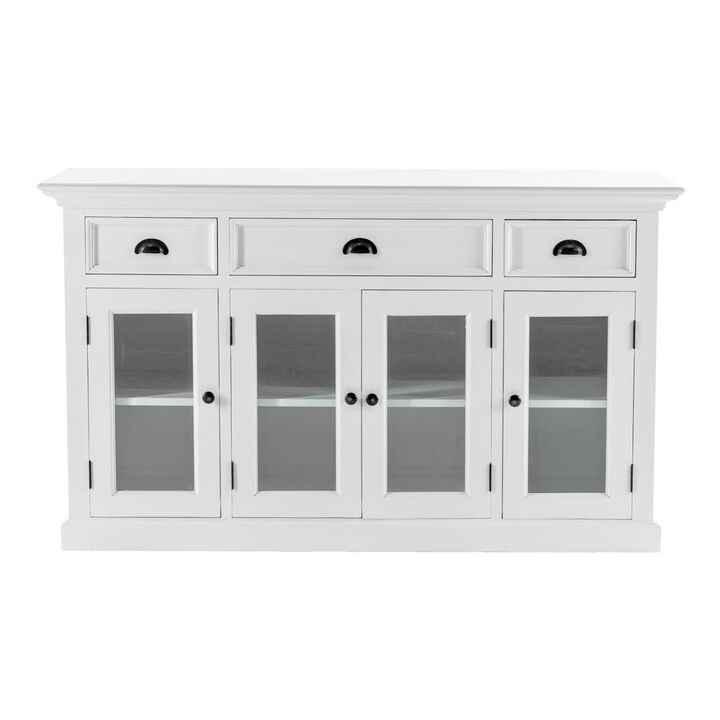 Belen Kox Classic White Buffet with Glass Doors and Drawers, Belen Kox