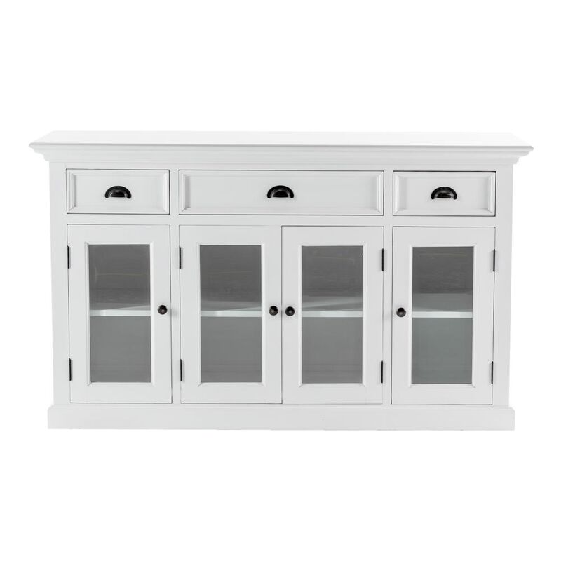 Belen Kox Classic White Buffet with Glass Doors and Drawers, Belen Kox